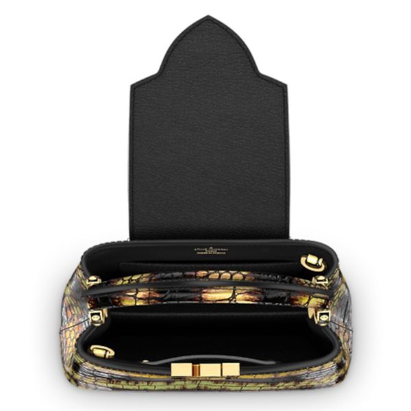 ルイヴィトン カプシーヌMINI クロコダイル偽物 ブラック&イエロー N98724